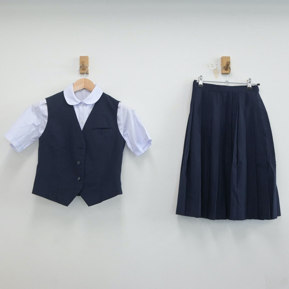 【中古】千葉県 習志野台中学校 女子制服 3点（シャツ・ベスト・スカート）sf020028