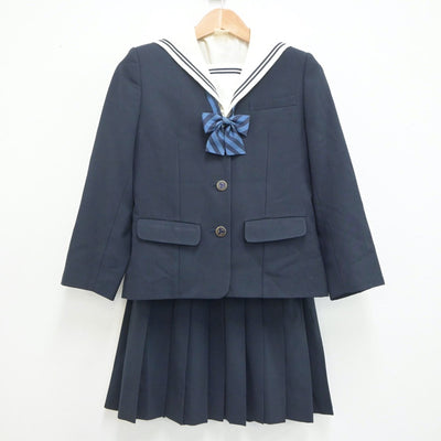 【中古】埼玉県 川越初雁高等学校 女子制服 5点（ブレザー・セーラー服・ニット・スカート）sf020052