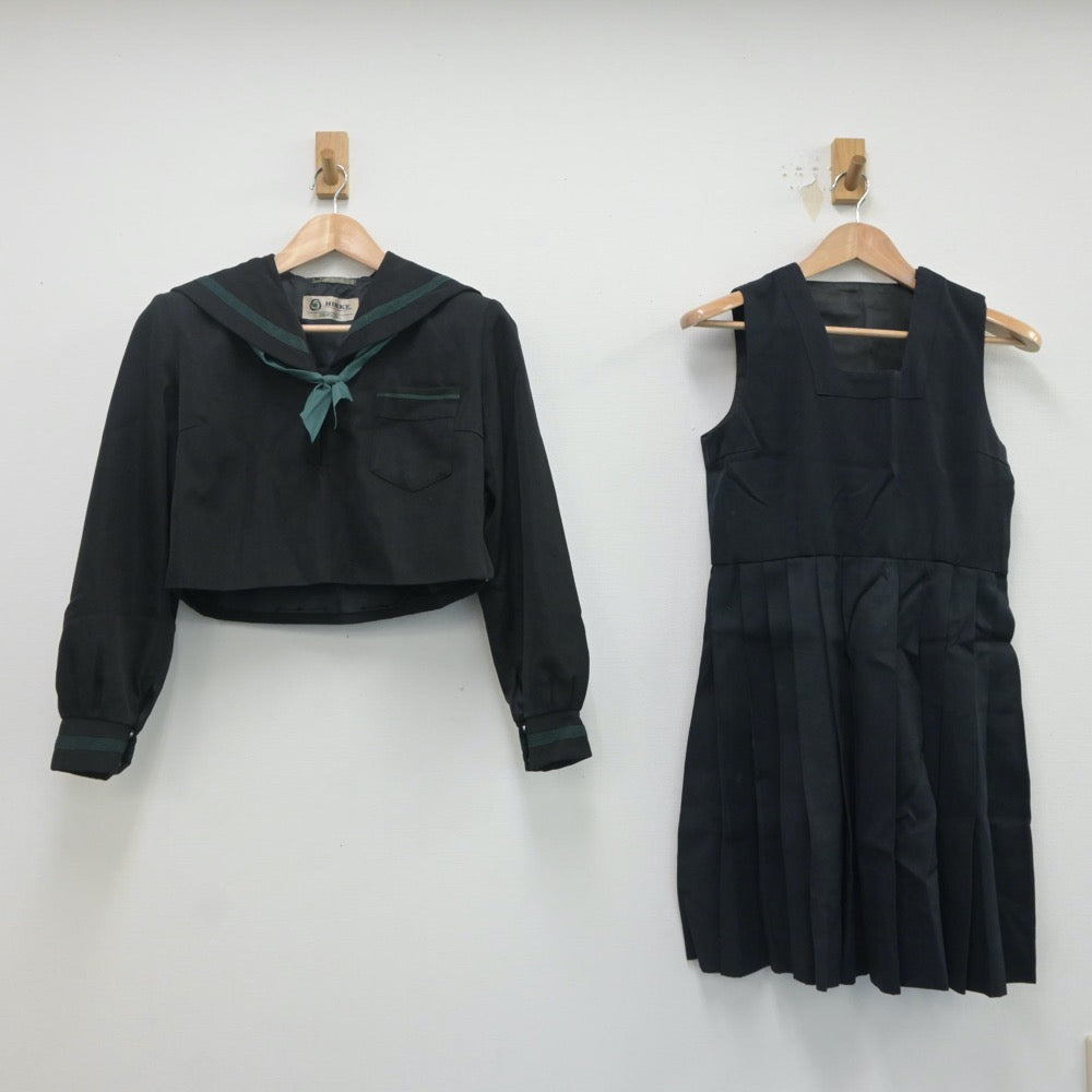 【中古】愛媛県 西条高等学校 女子制服 3点（セーラー服・ジャンパースカート）sf020064