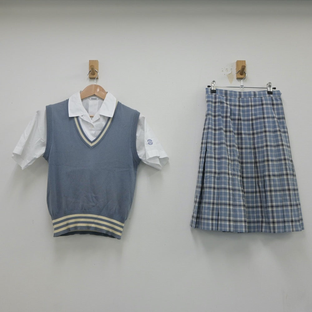 【中古】愛媛県 松山東雲高等学校 女子制服 3点（シャツ・ニットベスト・スカート）sf020074