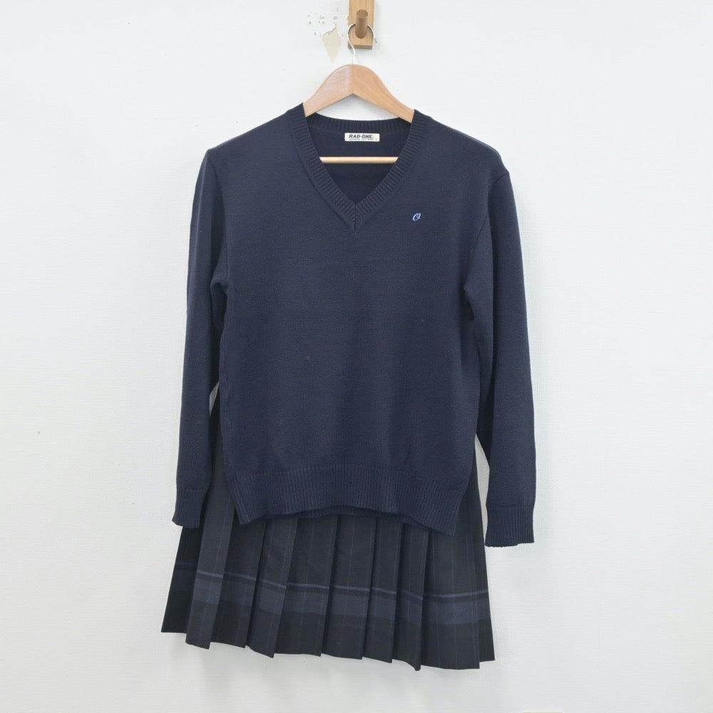 【中古】北海道 北海道大麻高等学校 女子制服 3点（ブレザー・ニット・スカート）sf020142