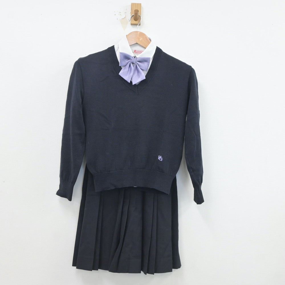 【中古】京都府 京都学園高等学校 女子制服 5点（ブレザー・ニット・シャツ・スカート）sf020161