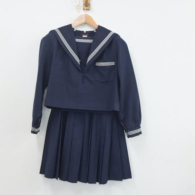 【中古】大阪府 佐野高等学校 女子制服 2点（セーラー服・スカート）sf020165