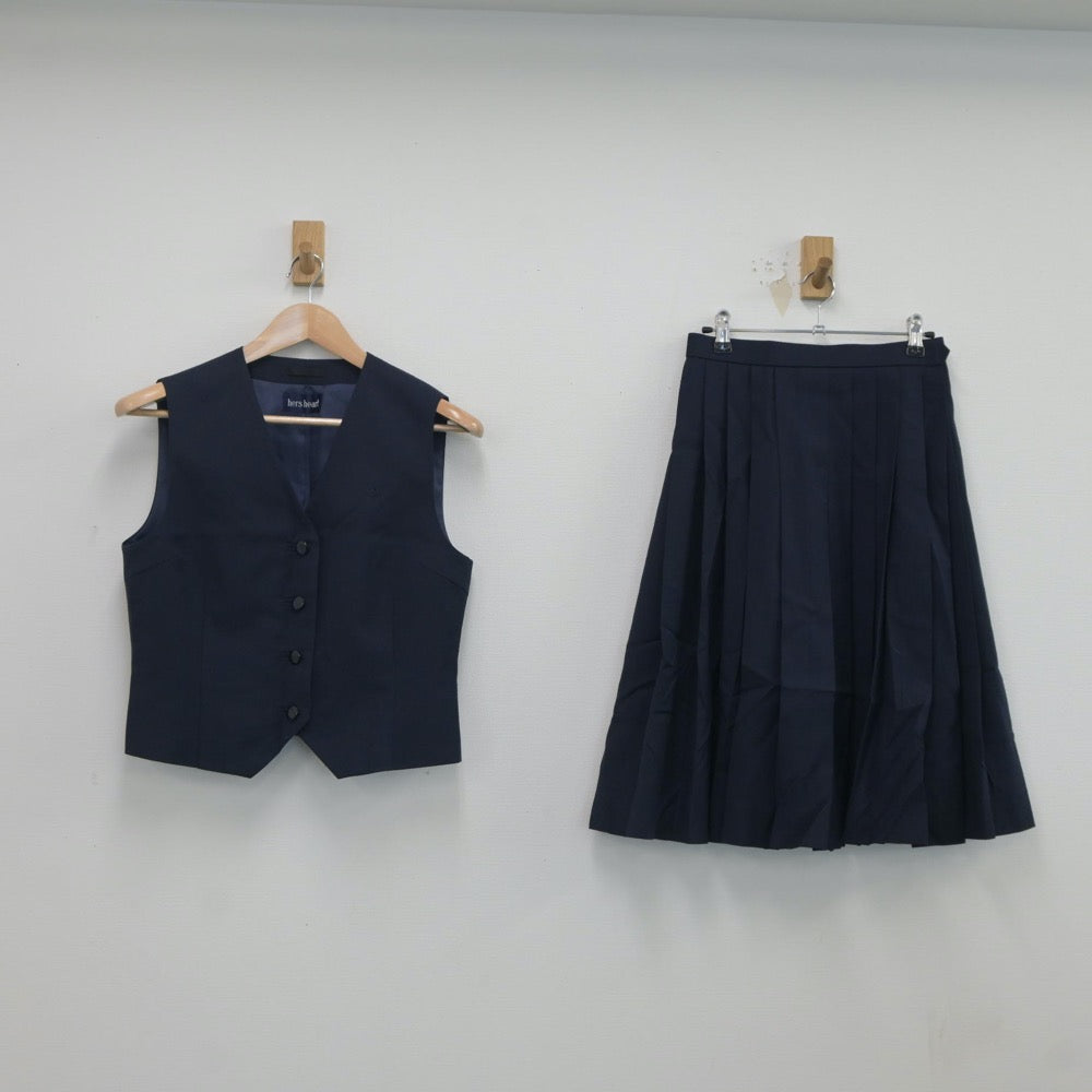 【中古】千葉県 船橋高等学校 女子制服 2点（ベスト・スカート）sf020172