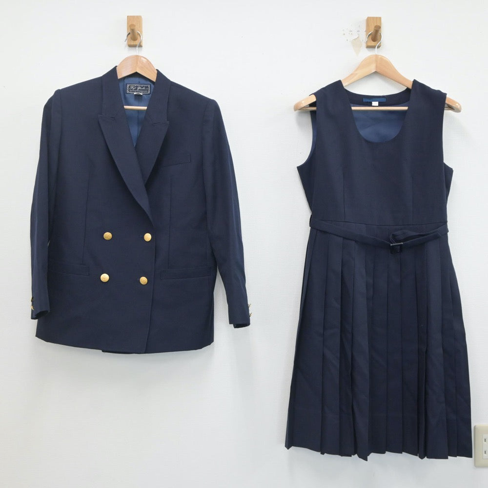 【中古】佐賀県 三日月中学校 女子制服 2点（ブレザー・ジャンパースカート）sf020191