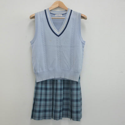 【中古】北海道 北海道旭川西高等学校 女子制服 2点（ニットベスト・スカート）sf020204