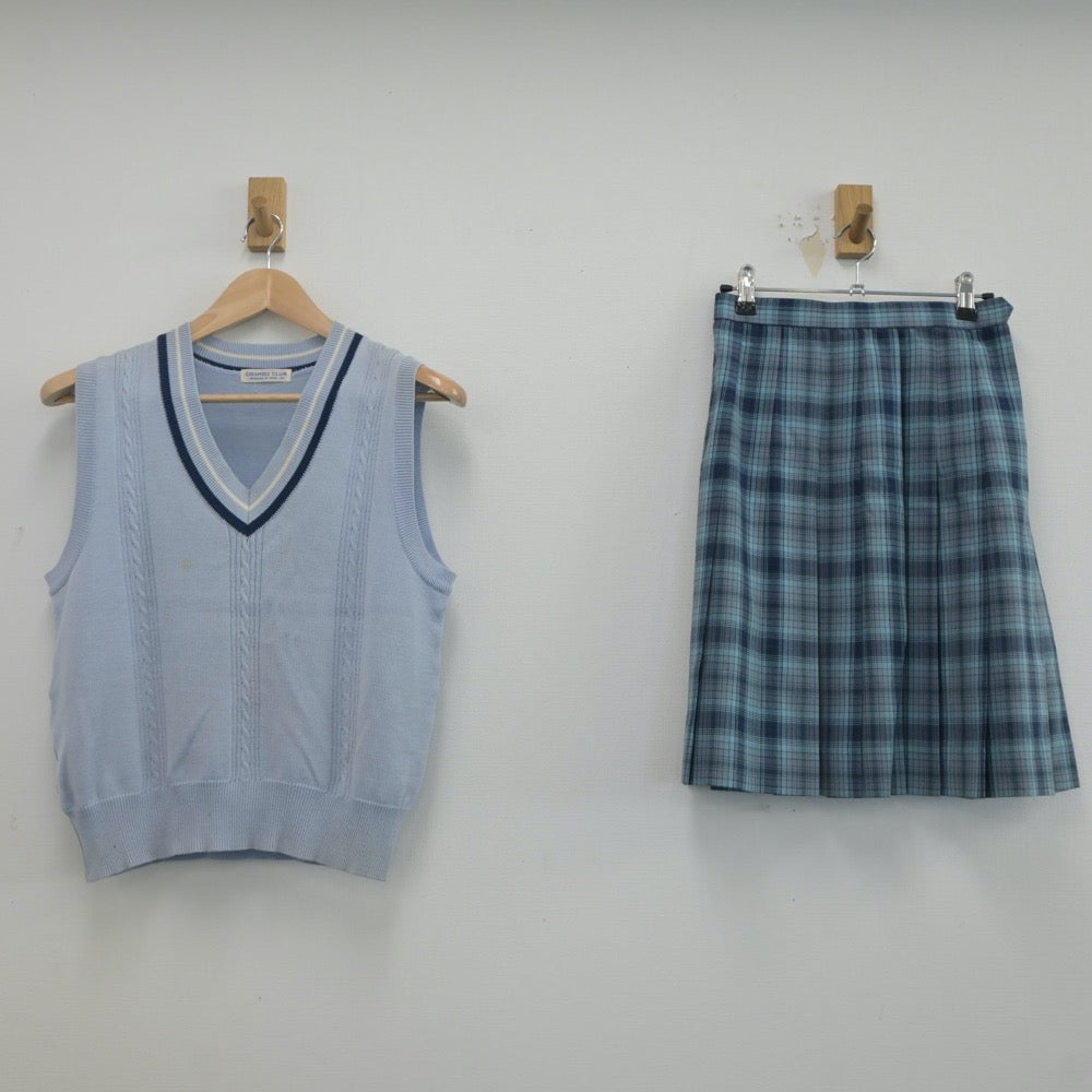 【中古】北海道 北海道旭川西高等学校 女子制服 2点（ニットベスト・スカート）sf020204