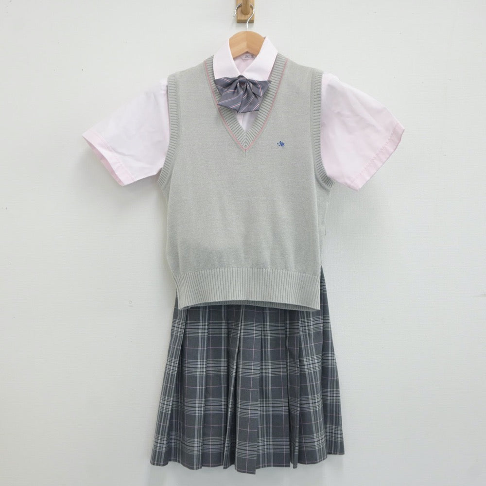 【中古】静岡県 日本大学三島高等学校 女子制服 5点（シャツ・ニットベスト・スカート）sf020214