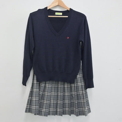 【中古】大阪府 阪南大学高等学校 女子制服 2点（ニット・スカート）sf020233