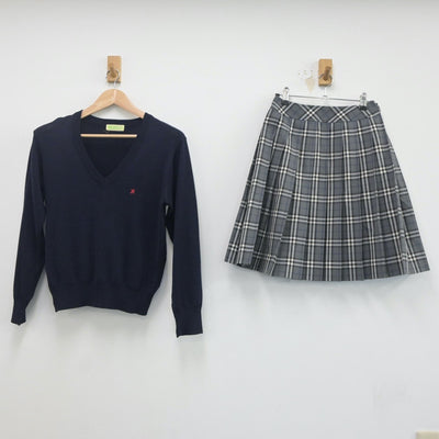 【中古】大阪府 阪南大学高等学校 女子制服 2点（ニット・スカート）sf020233