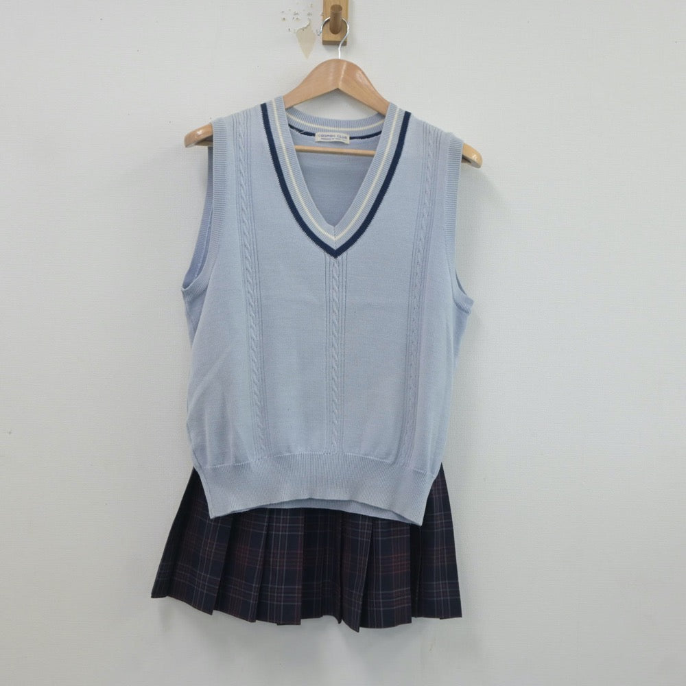 【中古】北海道 旭川西高等学校 女子制服 2点（ニットベスト・スカート）sf020245