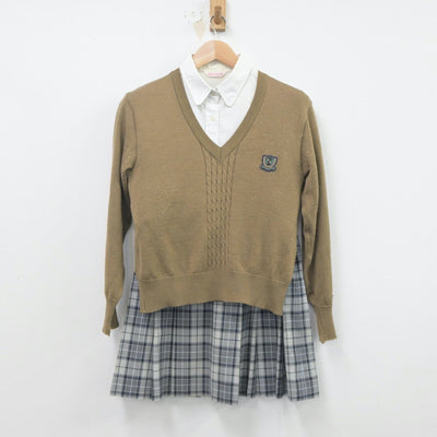 【中古】東京都 錦城高等学校 女子制服 3点（ニット・シャツ・スカート）sf020262