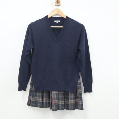 【中古】神奈川県 麻布大学附属高等学校 女子制服 2点（ニット・スカート）sf020264