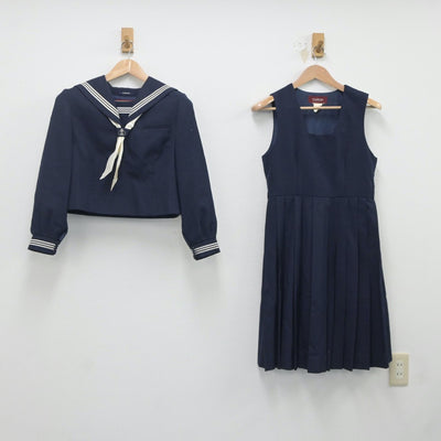 【中古】埼玉県 埼玉県立東中学校 女子制服 3点（セーラー服・ジャンパースカート）sf020273