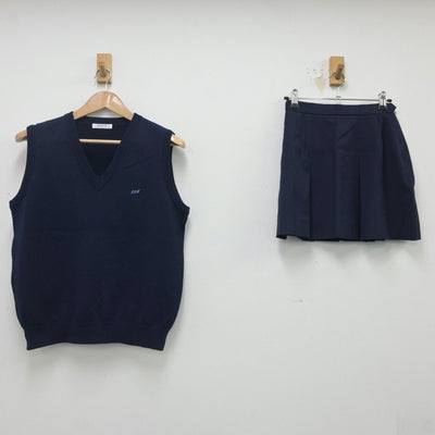 【中古】埼玉県 伊奈学園総合高等学校 女子制服 2点（ニットベスト・スカート）sf020289