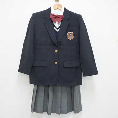 【中古】埼玉県 新曽中学校 女子制服 5点（ブレザー・シャツ・ニット・スカート）sf020295