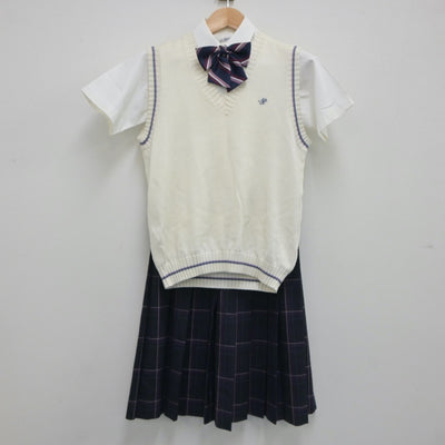 【中古】千葉県 成田高等学校 女子制服 4点（シャツ・ニットベスト・スカート）sf020300