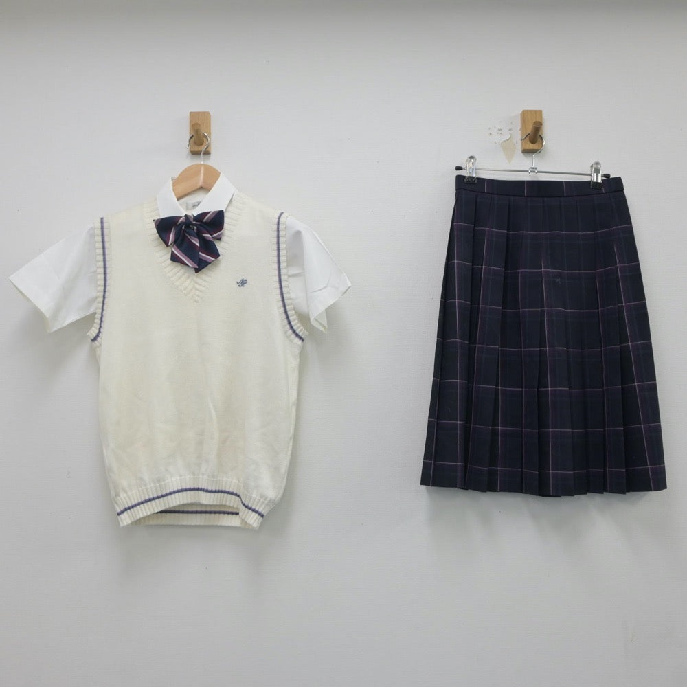 【中古】千葉県 成田高等学校 女子制服 4点（シャツ・ニットベスト・スカート）sf020300