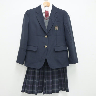 【中古】京都府 朱雀高等学校 女子制服 5点（ブレザー・シャツ・ニット・スカート）sf020301