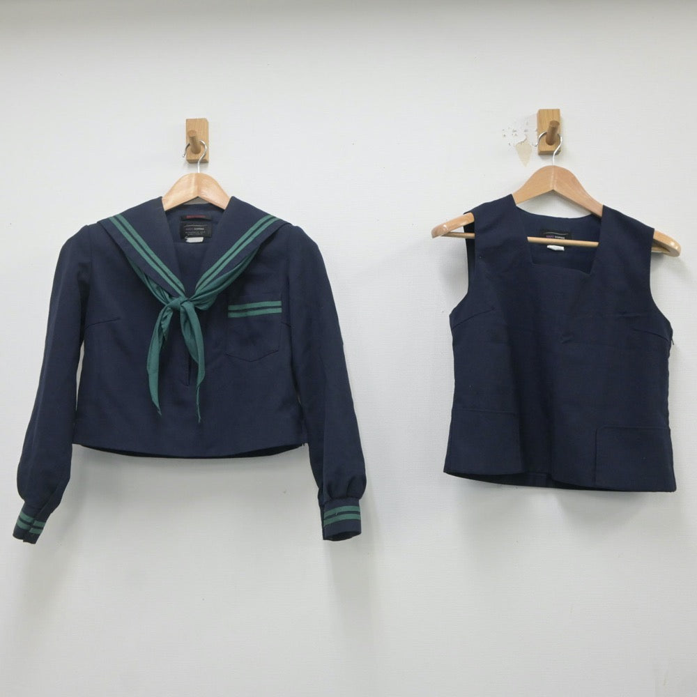 【中古】愛媛県 松山西中学校 女子制服 4点（セーラー服・ベスト・スカート）sf020309