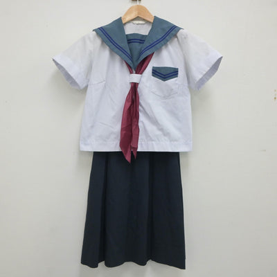【中古】愛媛県 松山西中学校 女子制服 4点（セーラー服・ベスト・スカート）sf020310