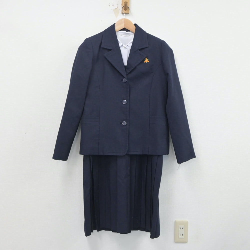 【中古】茨城県 岩井中学校 女子制服 3点（ブレザー・ジャンパースカート・シャツ）sf020335