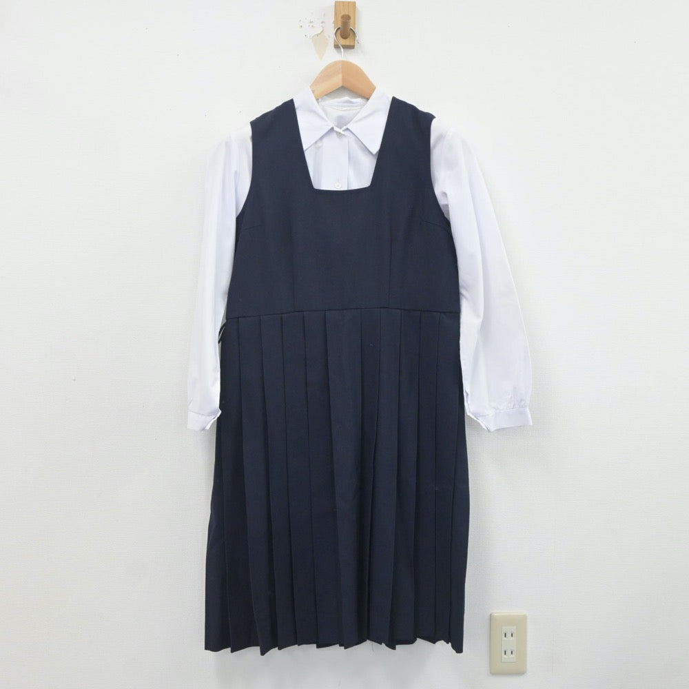 【中古】茨城県 岩井中学校 女子制服 3点（ブレザー・ジャンパースカート・シャツ）sf020335