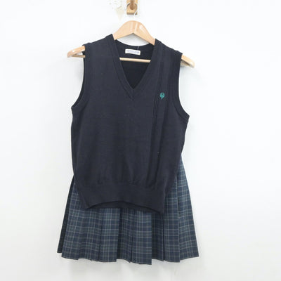 【中古】大阪府 大阪学芸高等学校 女子制服 2点（ニットベスト・スカート）sf020367