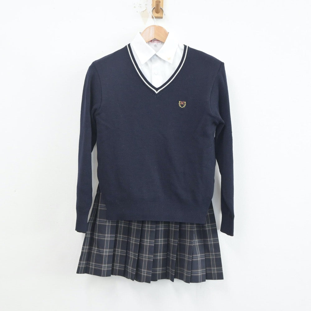 【中古】兵庫県 神戸市立広陵中学校 女子制服 4点（ブレザー・ニット・シャツ・スカート）sf020445