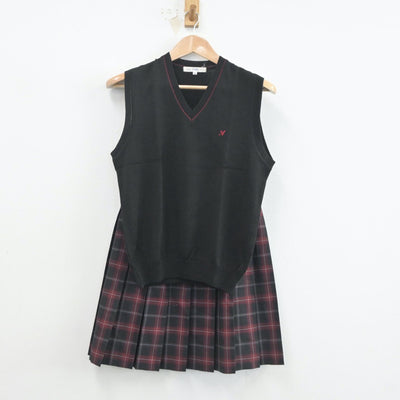 【中古】東京都 中村高等学校 女子制服 3点（ブレザー・ニットベスト・スカート）sf020450