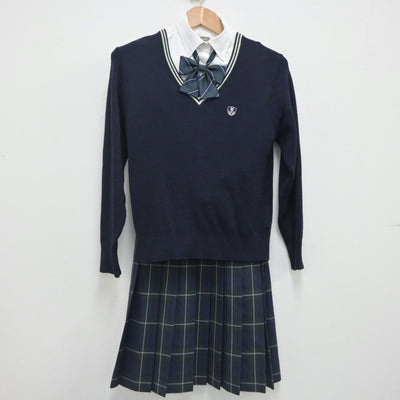 【中古】徳島県 吉野川高等学校 女子制服 6点（ブレザー・シャツ・ニット・スカート）sf020470