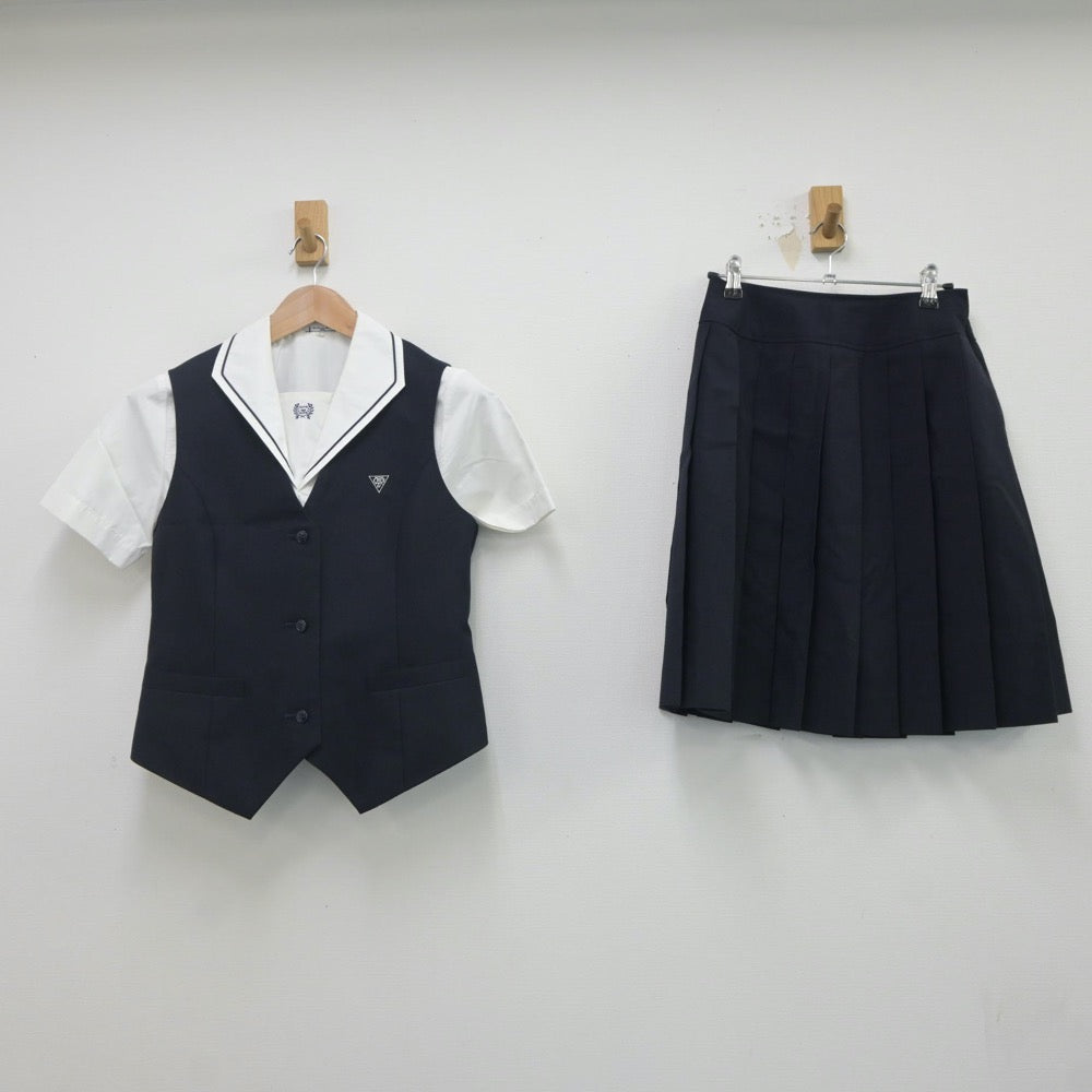 【中古】兵庫県 日ノ本学園高等学校 女子制服 3点（シャツ・ベスト・スカート）sf020485