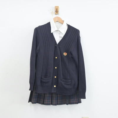 【中古】愛知県 安城学園高等学校 女子制服 3点（ニット・シャツ・スカート）sf020498