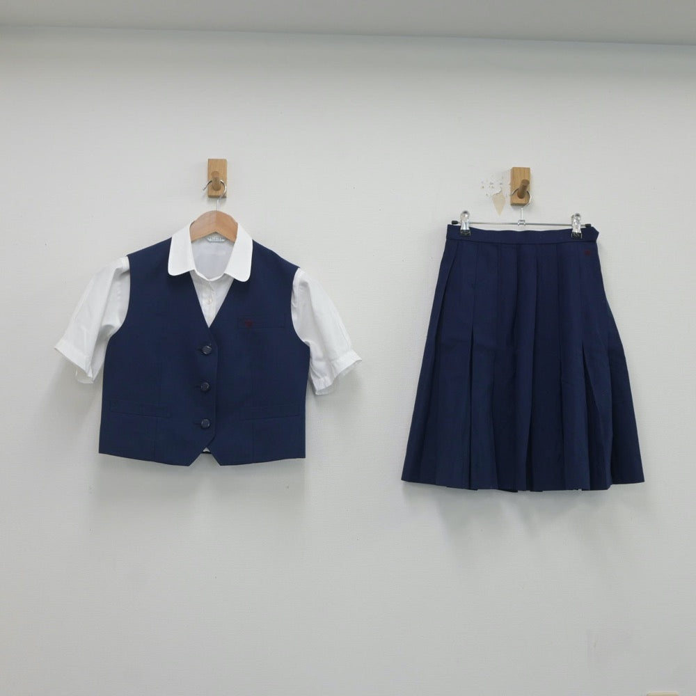 【中古】愛知県 日進西高等学校 女子制服 3点（ベスト・シャツ・スカート）sf020513