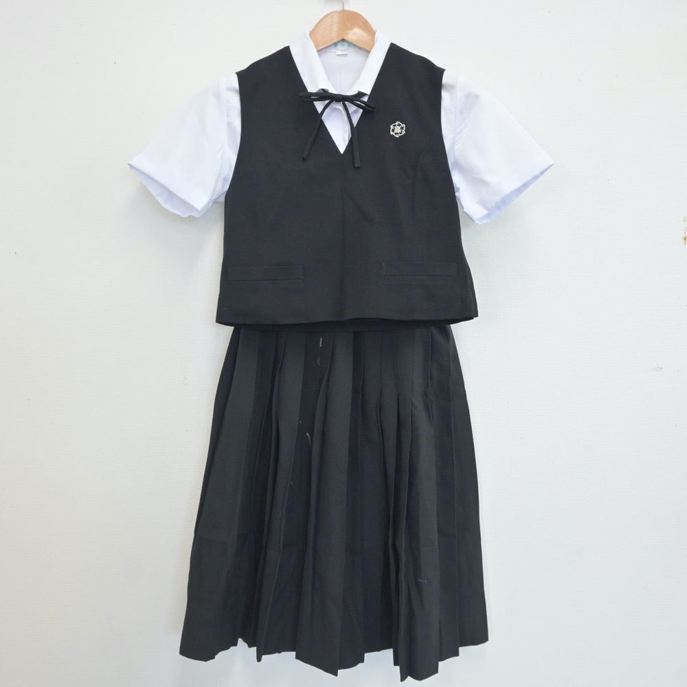 【中古】高知県 高知県追手前高等学校 女子制服 4点（ベスト・シャツ・スカート）sf020545