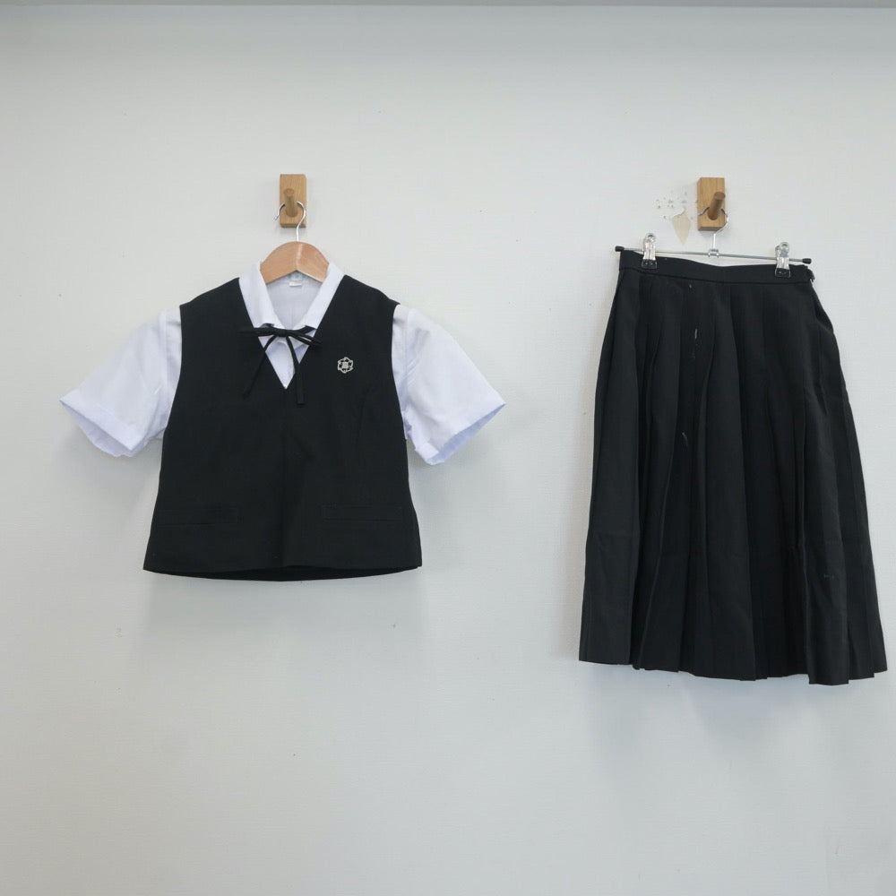 【中古】高知県 高知県追手前高等学校 女子制服 4点（ベスト・シャツ・スカート）sf020545