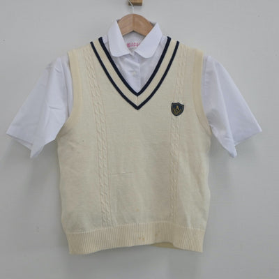 【中古】兵庫県 有野北中学校 女子制服 3点（ニットベスト・シャツ・スカート）sf020579