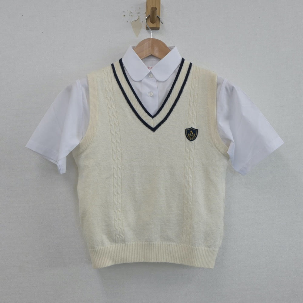 【中古】兵庫県 有野北中学校 女子制服 3点（ニットベスト・シャツ・スカート）sf020580