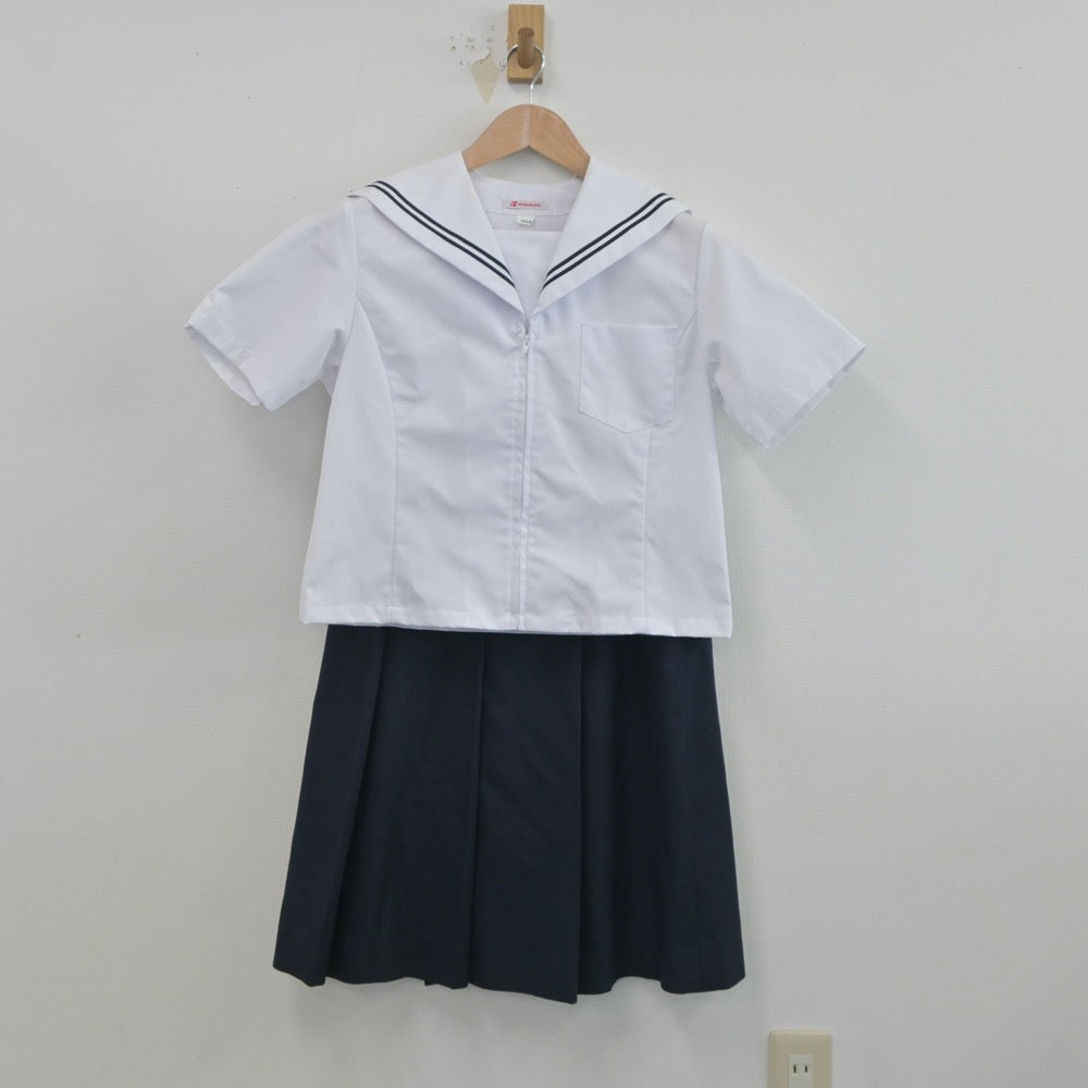 【中古】福島県 郡山第3中学校 女子制服 3点（セーラー服・セーラー服・スカート）sf020599