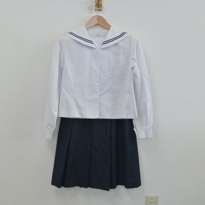 【中古】福島県 郡山第3中学校 女子制服 3点（セーラー服・セーラー服・スカート）sf020599