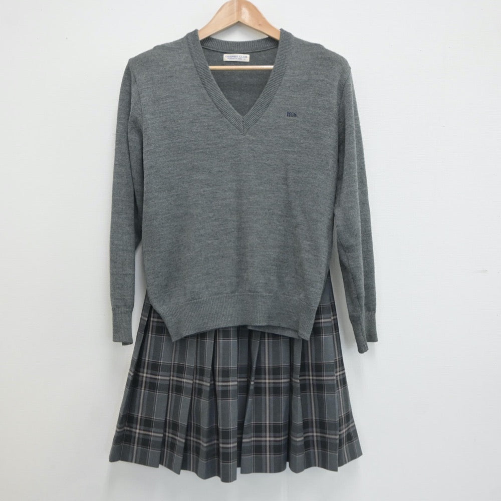 【中古】北海道 北海学園札幌高等学校 女子制服 3点（ニット・スカート）sf020645