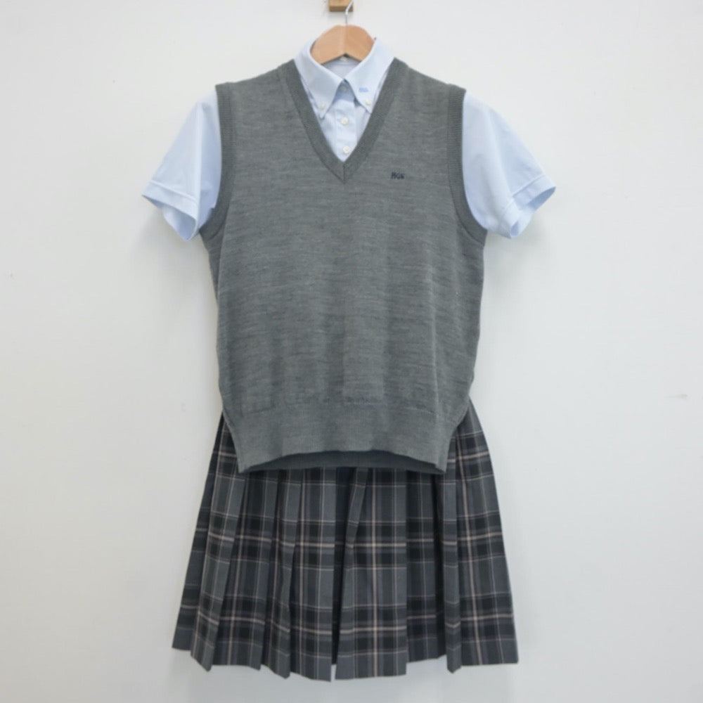 【中古】北海道 北海学園札幌高等学校 女子制服 3点（シャツ・ニットベスト・スカート）sf020646