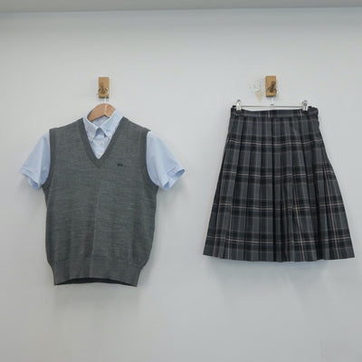 【中古】北海道 北海学園札幌高等学校 女子制服 3点（シャツ・ニットベスト・スカート）sf020646