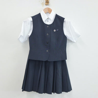 【中古】岩手県 一関第一高等学校 女子制服 3点（ベスト・シャツ・スカート）sf020681