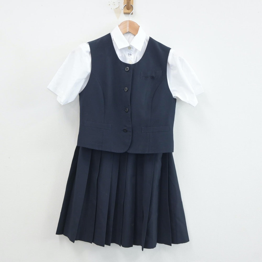 【中古】岩手県 一関第一高等学校 女子制服 3点（ベスト・シャツ・スカート）sf020682