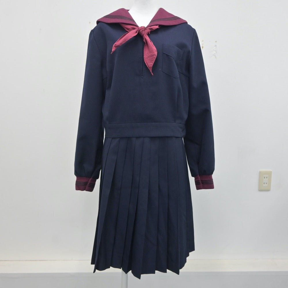 【中古】石川県 北陸学院高等学校 女子制服 4点（セーラー服・スカート・ニット）sf020725