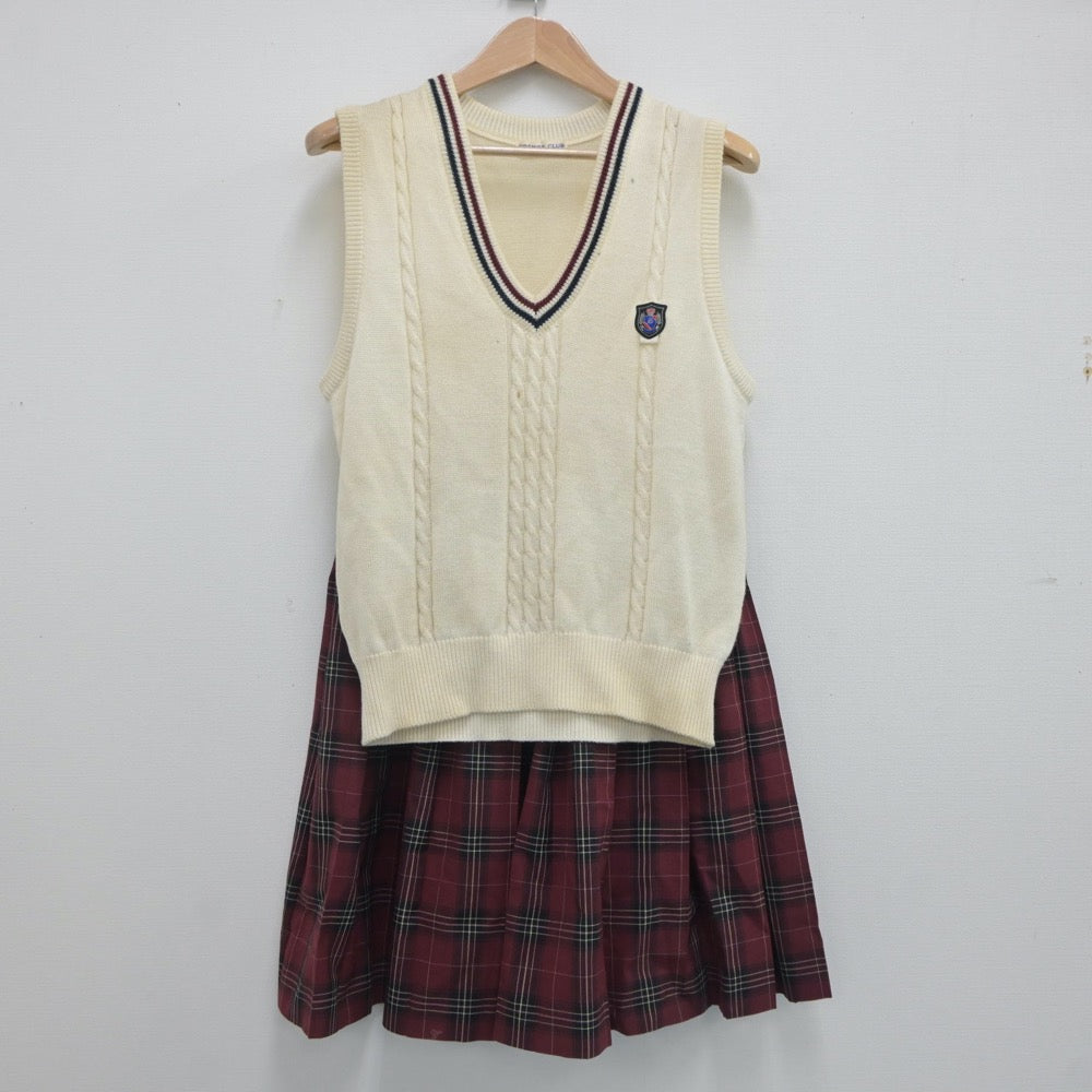 【中古】佐賀県 神埼清明高等学校 女子制服 2点（ニットベスト・スカート）sf020729