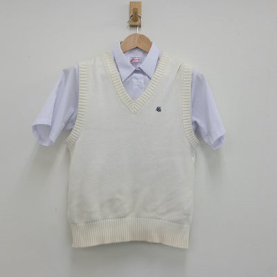 【中古】栃木県 宇都宮市立城山中学校 女子制服 3点（ニットベスト・シャツ・スカート）sf020751