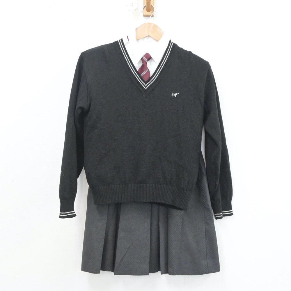 【中古】三重県 神戸高等学校 女子制服 5点（ブレザー・ニット・シャツ・スカート）sf020770