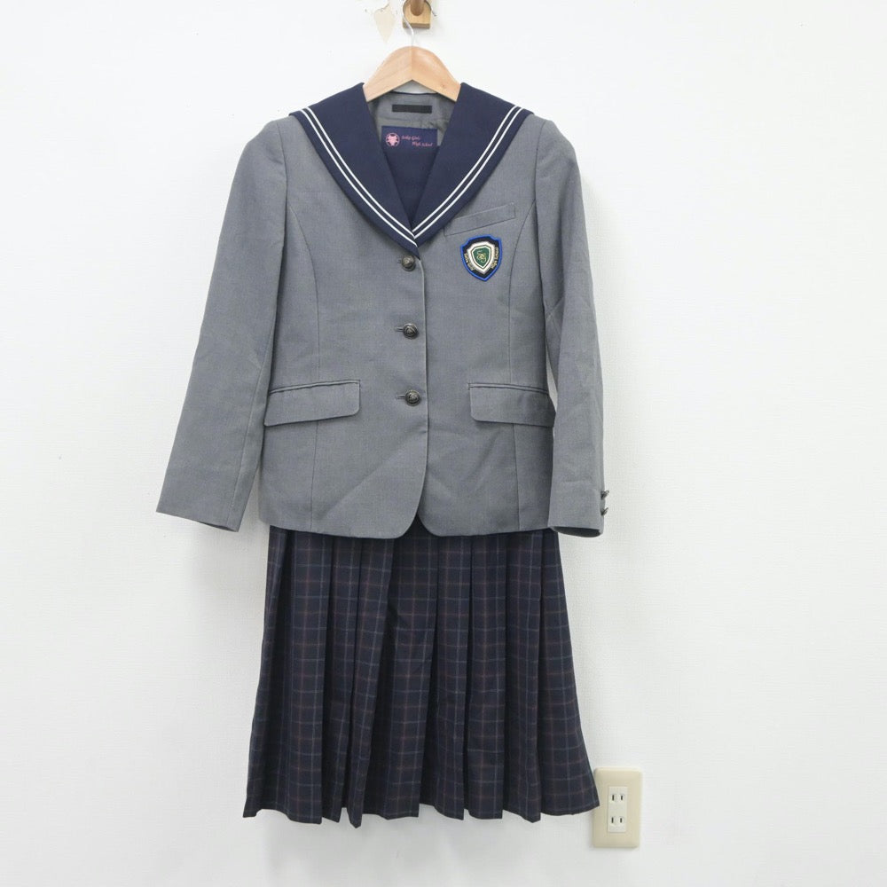 【中古】福岡県 精華女子高等学校 女子制服 3点（ブレザー・ニット・ジャンパースカート）sf020778